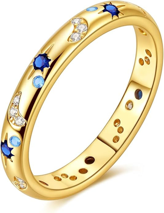 Hapour 925 Sterling Silver Ring for Women,Eternity Gorgeous Rings Stackable Rings for Women as Gifts Ring Size 4-10