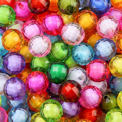 20mm Chunk Bubblegum Beads 180pcs Transparent, Colorful, Multifaceted Acrylic Bead Color Beadable Beads for Pen Bag Jewelry Making Necklace Bracelets (red&Green&Blue) - color: red&green&blue