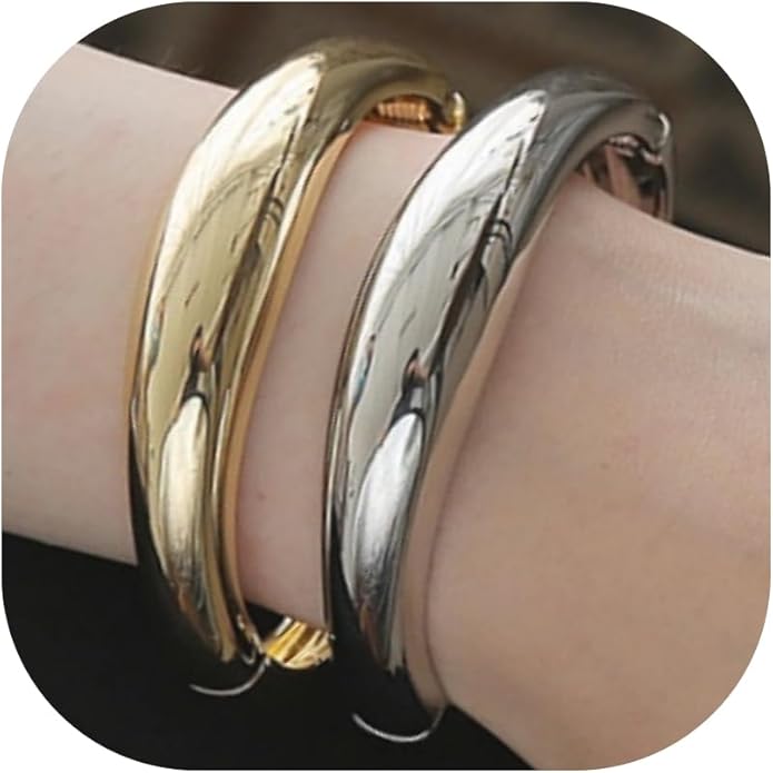 Gold/Silver Cuff Bangle Bracelets For Women Chunky Waterdrop Twisted Hinged Bangle Bracelets Minimalist Arm Cuff Bracelet Jewelry Gifts