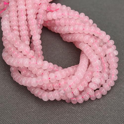 BONNY BOXX 1 Strand Natural 5 * 8mm Pink Quartz Rondelle Beads, Natural Abacus Disk Stone Beads Loose Spacer Gemstone for DIY Bracelet Necklace Jewelry Making - color: Pink Quartz, size: 5*8mm