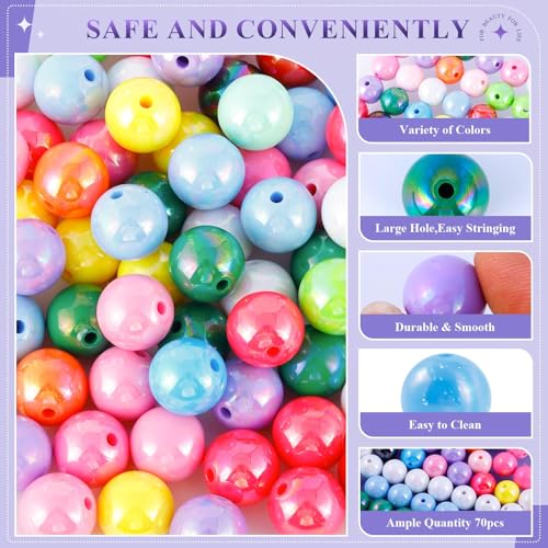 HUISUYTON 320 PCS Beads for Pens, 14 mm Focal Beads & 8 mm Rhinestone Spacers Bead, Fit for Beadable Pens Bracelets Keychains Jewelry Making, Rainbow Acrylic Bead, Christmas Gifts - color: 320 PCS 14mm Bubblegum Beads Set