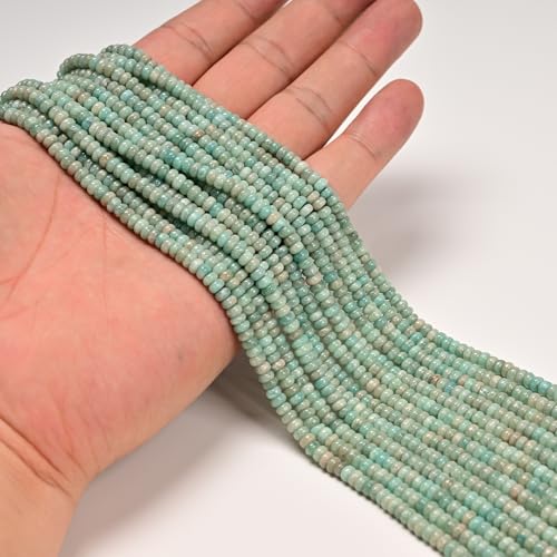 ICAI 2x4mm Natural Rondelle Beads – Loose Gemstone Spacers for DIY Jewelry Making (Amazonite) - color: Amazonite, size: 2x4