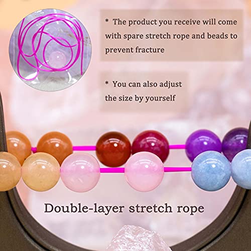 8mm Natural Gemstone Stretch Bracelet, Handmade Unisex Crystal Bracelets for Meditation, Yoga, Spiritual Healing & Positive Energy - color: 7 Chakra