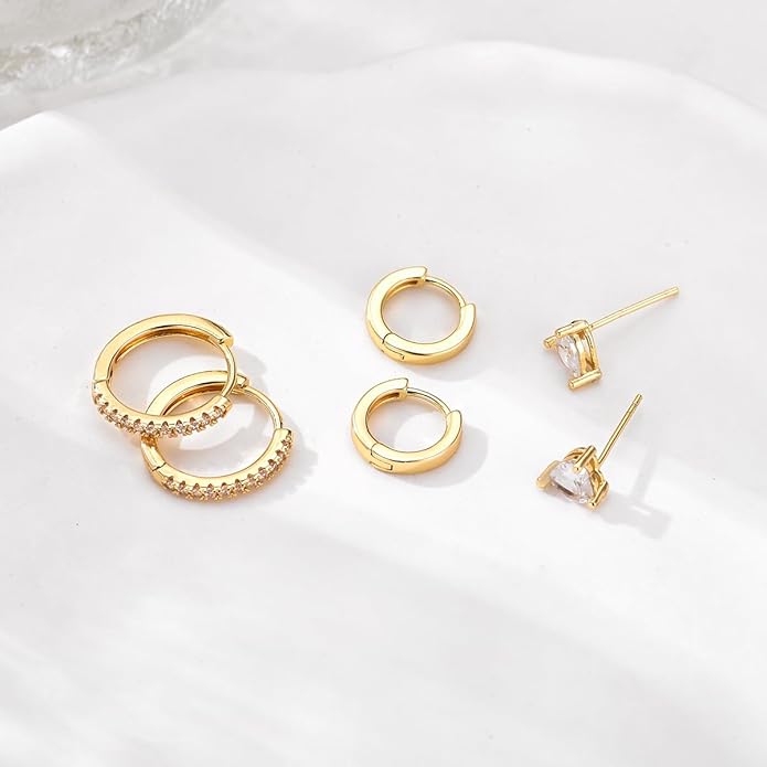 9 Pairs Chunky Gold Earrings Set for Women Trendy Lightweight Gold Plated Hoop Earrings Hypoallergenic Jewelry