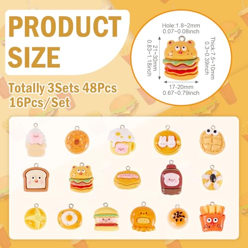 Craftdady Resin Plastic Miniature Food Snack Pendants Charms Ice Drink Juice Pendants Cute Bottle Fruit Keychain Charms Hang Ornament for DIY Craft Earring Bracelet Necklace Jewelry Making - color: Mixed Color Mixed Food Bread