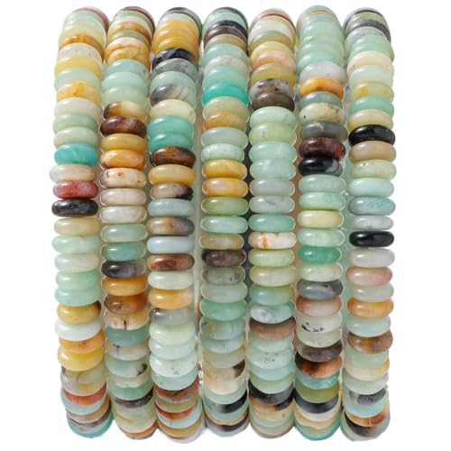 Natural Amazonite Disk Stone Spacer Beads 6x2mm 38cm/str Flat Rondelle Loose Semi Gemstone Caps for Making Bracelets Necklace - color: Amazonite