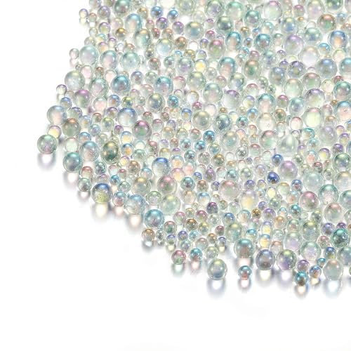 Iridescent Cotton Candy Clear Glass Assorted Round Microbeads, .5-3mm No Hole Seed Beads Sprinkle Toppings