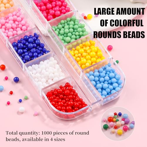 1000Pcs Resin Macaron Beads, 2-3.5mm 3D Round Bubble Balls Summer Macaron Candy Sweet Colors Nail Ball Beads with Tweezers and Dual-end Brush (20-K1-colorful-beads) - color: 20-K1-colorful-beads