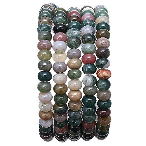 BEADIA Natural India Agate Stone Rondelle 4x6mm Loose Semi Gemstone Beads for Jewelry Making 38cm - color: India Agate Rondelle, size: 4x6mm