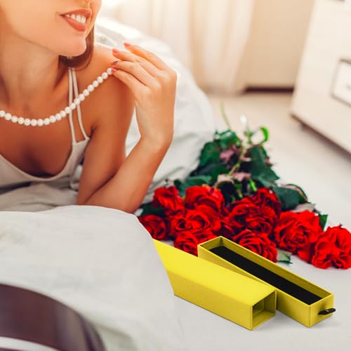 Lainrrew Jewelry Gift Box, Luxury 12-Pack Jewelry Gift Box Velvet-Lined, Compact Drawer Style for Earrings & Rings, Stylish Necklace Bracelet Organizer, 8.3x1.8x1.4 Inches (Yellow) - color: Yellow