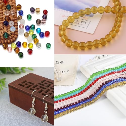 476Pcs Natural Gemstone Smooth Round Crystal Glass Beads for Jewelry Making(Brown), Glass Spacer Loose Beads for Crafts Bracelets Necklaces Charms Pendants Presents 4/6/8/10/12mm - color: Round Glass Beads: Brown