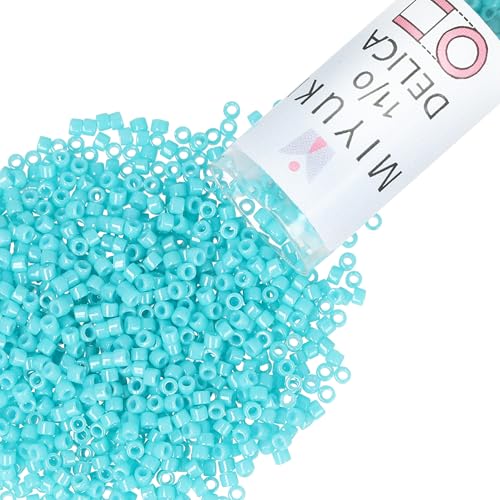 Miyuki Delica Seed Beads – Size 11/0 (1.6 mm), DB0658, Dyed Opaque Turquoise Green, 7.2 g, Approx. 1440 Beads, Made in Japan - color: DB0658 - Dyed Opaque Turquoise Green