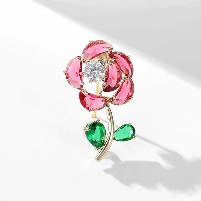14K Gold Rose Flower Brooch - Elegant Floral Design Scarf Buckle, Graceful Pin for Special Occasions, Ideal Gift for Her, Craft Enthusiast Jewelry Accessory