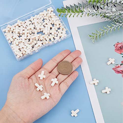 SUNNYCLUE 1 Box 100Pcs White Turquoise Cross Beads Synthetic Turquoise Stone Bead 12x16mm Easter Mini Small Cross Beads for Jewelry Making Charms Beading Supplies DIY Bracelet Necklace Adult - color: 100Pcs 12x16mm White Cross Beads