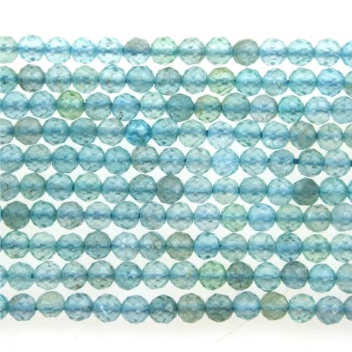MJDCB 3mm Faceted Natural Apatite Round Loose Beads for Jewelry Making DIY Bracelet Necklace - color: Apatite