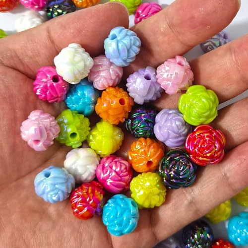 Mixed Lots Shiny AB Color Acrylic Rose Bead DIY Beading Hairband Bracelets Necklace Craft Embelishment (Mixed Colors-AB Plated Rose) - color: Mixed Colors-AB Plated Rose