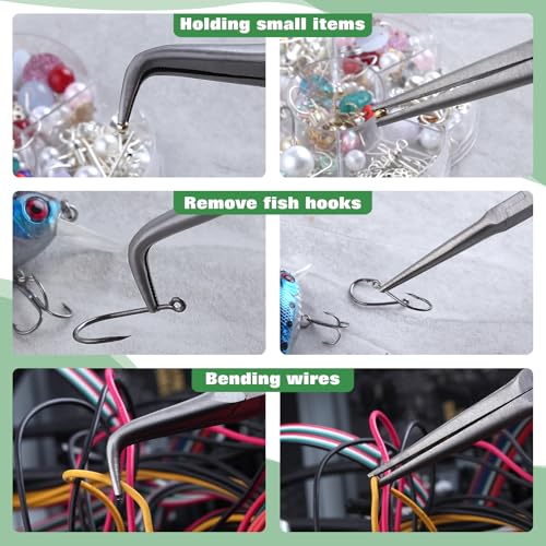 SPEEDWOX 2PCS Mini Bent Needle Nose Pliers With Teeth And Needle Nose Pliers For Jewelry Making 5" 45-Degree Bent Long Nose Pliers With Serrated Jaw Needle Remover Pliers Fishing Tools - style: 2 x needle nose pliers