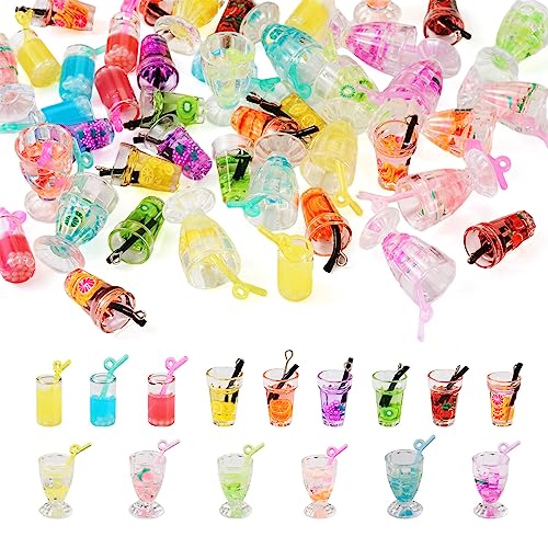 Craftdady Resin Plastic Miniature Food Snack Pendants Charms Ice Drink Juice Pendants Cute Bottle Fruit Keychain Charms Hang Ornament for DIY Craft Earring Bracelet Necklace Jewelry Making - color: Mixed Color Ice Drink Juice