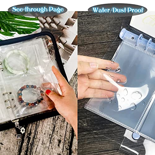 Clear Double-Sided Refill Inner Pages for Transparent Jewelry Storage Book 6 Ring Binder, 24 Sheets 96 Pockets - color: 24 Sheets for Large Bags