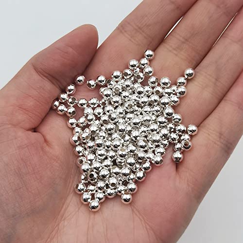 1000 Pieces 4mm Silver Iron Metal Spacer Bead Round Loose Beads - size: 4mm