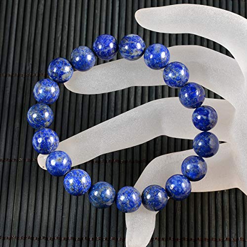 AD Beads Natural Gemstone Round Beads Stretch Bracelet Healing Reiki 10mm (Lapis) - color: Lapis