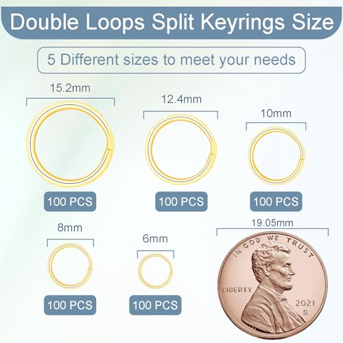 100pcs 6mm Tiny Split Ring for Jewelry Making, Double Loops Round Split Jump Rings Necklaces Bracelets Earrings Metal Mini Key Rings DIY Craft - color: 6mm Outter Dia.;5mm Inside Dia. Gold