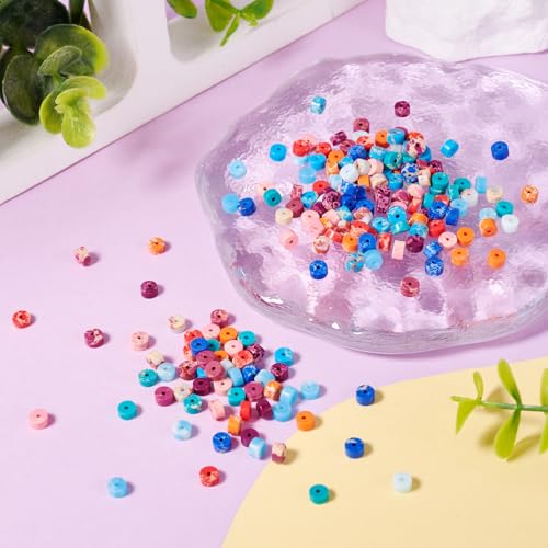 Craftdady 200 pcs 10 Color 4mm Natural Stone Heishi Beads for Jewelry Making: Disk, Round Jasper Beads - color: 10 Colors, 4mm