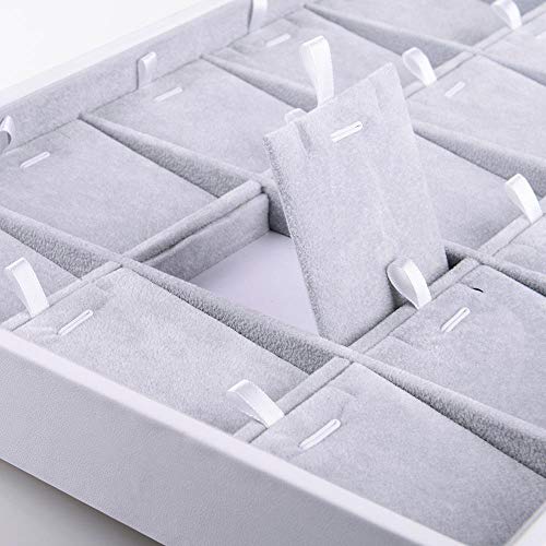 Oirlv Velvet Jewelry Organizer Trays Stackable Showcase Jewelry Display Storage Tray (15 Grids Insert) - size: 15 Grid Necklace/Pendant Insert Cards Tray