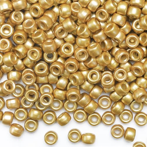 IOOLEEM Golden Color Pony Beads,1200pcs Beads for Bracelets Making & Hair braiding, Kandi Friendship Bracelets & Jewelry Making. - color: Golden-color