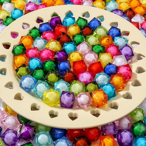 16mm Color Acrylic Beads 100pcs Cute Candy Colors Spacer Beads Loose Beads for DIY Crafting Necklace Bracelet Jewelry Making Keychain (Blue&Purple&Pink) - color: blue&purple&pink