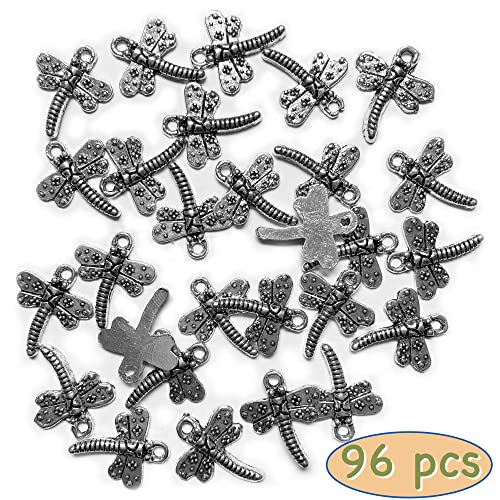 Heather's cf Silver Sea Charms – Antique Pendants, Non-Tarnish, Lead-Free & Nickel-Free, Bulk Ocean Animal Charms for DIY Jewelry, Bracelets, Necklaces, Earrings, Beach Craft Supplies (Sea Animals) - color: Dragonfly charms-96pcs