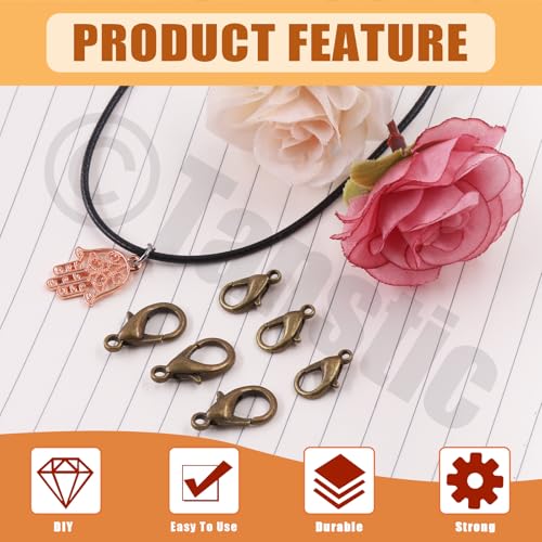 Tanstic 170Pcs Bronze Lobster Claw Clasps with Open Jump Rings Kit, 10mm, 12mm, 14mm, 16mm, 18mm Alloy Small Jewelry Clasps Lobster Clasps and 6mm Jump Rings for DIY Jewelry Making - color: Bronze Jewelry Clasps