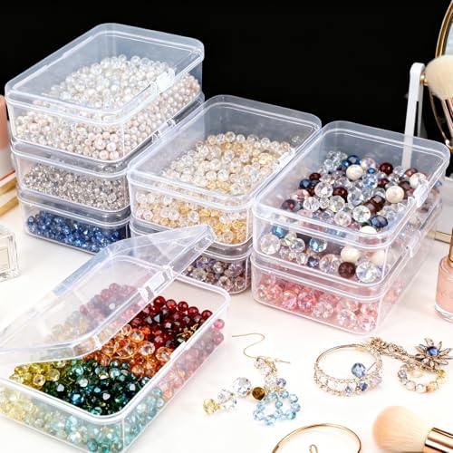 8 Pack Rectangular Clear Plastic Storage Containers Box with Hinged Lid for Beads and Other Small Craft Items (4.92 x 3.35 x 1.38 inch) - size: 4.92 x 3.35 x 1.38 inch