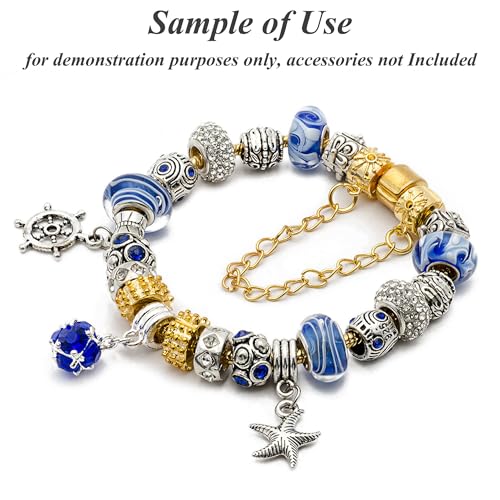 RUBYCA 5pcs 7.1" Gold Color Clasp European Snake Chain Charm Bracelet fit Charm Beads DIY - color: Gold, size: 18 CM