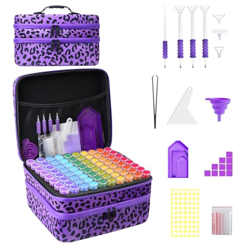 ZORETCO Diamond Painting Storage Box, 240 Slots Bead Storage Containers with Tools Kit for Diamond Art Accessories Craft Jewelry Beads Organizer - color: Purple, size: 240 Jars