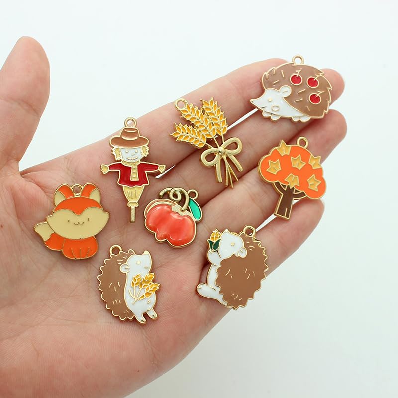Bulk Gold Enamel Charms for Jewelry Making, Colorful Metal Charms Pendant for Bracelet Necklace and Crafting - color: Thanksgiving Yellow