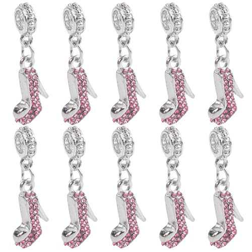 AUEAR, Fashion Crystal High Heel Shoe Shape Charms Bulk Pendant Jewelry Findings for Jewelry Making Necklace Bracelet DIY - color: Pink