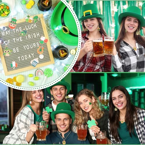 MARFOREVER 120 PCS St. Patrick's Day Charms, Green Shamrock Charms for Jewelry Making, Assorted Gold Enamel Irish Hat Coins Beer Gnome Charm Pendants for Bracelet Necklace Earrings Making Supplies - style: St Patricks Day