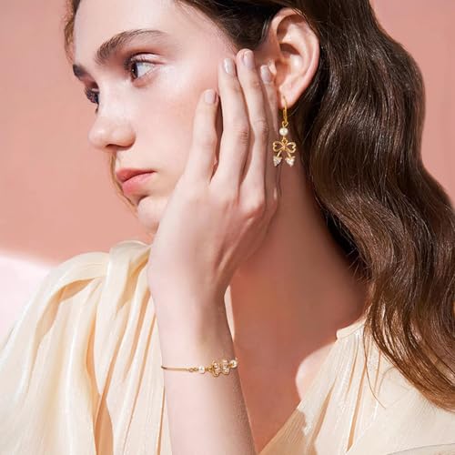 FASHEWELRY Golden Bow Connector Charms Bulk, Christmas Bowknot Link Charms, Infinity Links Geometric Hollow Bezel Pendants for Earring Bracelet Necklace Keychains Jewelry Making - color: 18K Gold Plated-Bowknot