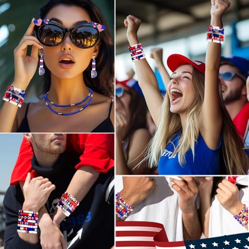 3600 PCS 10 Strands Red White and Blue Clay Beads for Jewelry Making, Clay Charms, Vinyl Heishi Beads 6mm for Surfer Bracelets Necklace Making (4th of July Scheme) - color: 4th of July Scheme Color