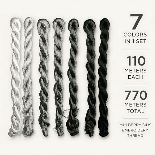Natural 100% Silk Thread, Handmade Embroidery Thread Silk Floss 7 Colors 110m Each (66) - color: 66