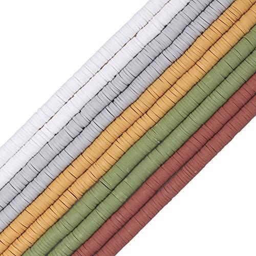 COIRIS 3400 Pcs Vinyl Heishi Beads Environmental Handmade Polymer Clay Spacer 6mm Disk Flat Beads for Surfer Chocker Necklace Bracelet Earrings Jewelry Making(RT-5 MIXB-6) - color: RT-5 MIXB-6