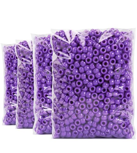 Praisebank Pony Beads, 4000pcs Purple, Beads for Jewelry Making, Beads for Crafts, Beads for Hair Braids. - color: Purple