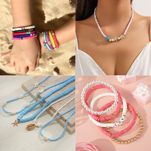 Clay Beads, 2000Pcs White Clay Heishi Beads for Bracelets Making, Flat Round Polymer Heishi Beads for DIY Jewelry Making - color: 2000pcs White