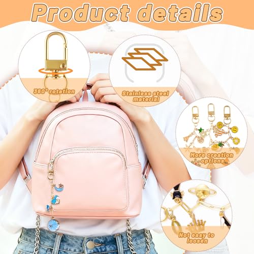 Wurosi 25 Set Paperclip Keychain Making Kit, Bag Charm Kit, 25 Keychain Clips, 25 Extender Chain, 25 Resealable Pouch Bag, 25 Thank You Cards, 5M Hemp Rope, Jewelry Making Kit for DIY Keyrings Charms - color: 25 Set Keychain Making Kit