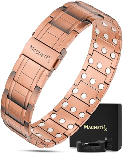 MagnetRX® 3X Strength Copper Bracelet – 99.9% Pure Copper Bracelets for Men with Magnets – Premium Fold–Over Clasp and Adjustable Length with Included Sizing Tool (Stealth) - color: 3X Stealth