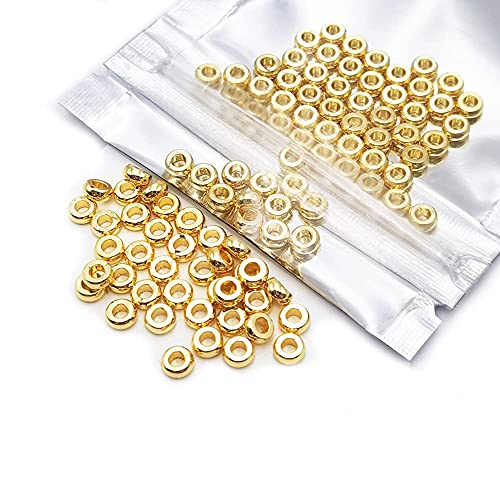 INSPIRELLE 100pcs Heishi Beads 4mm Long-Lasting Disc Brass Rondelle Spacer Beads Yellow Gold Plated Flat Round Shape Jewelry Metal Spacers for Bracelet Necklace Jewelry Making - color: Yellow Gold, size: 4mm