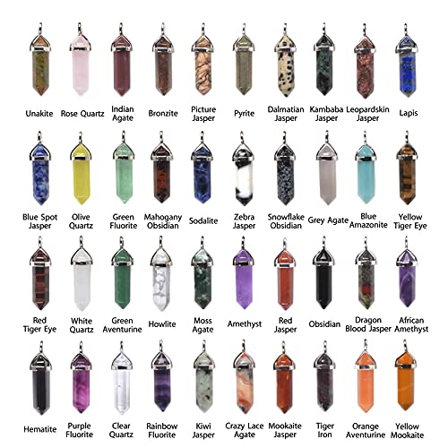 Justinstones Crystal Healing Hexagonal Point Chakra Reiki Pendant Beads Lot - color: 24pcs All Natural Mixed