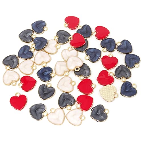 Honbay 40PCS Enamel Alloy Charms Pendant Dainty Cute Love Heart Shaped Pendants Valentine's Day Pendant Bead Charms for Keychains Earrings Bracelets Necklaces Jewelry Making and DIY Crafts - color: "4 Colors-blue,white, red, black"