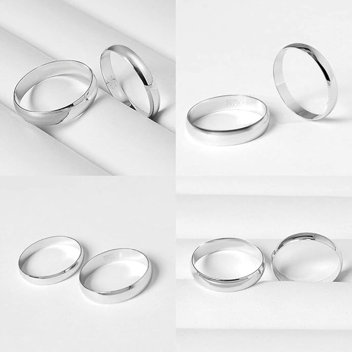 Dankadi Simple Fashion S925 Sterling Silver Ring Smooth Plain Dome Comfort Solid Silver Wedding Ring For Men & Women 3.5 mm 3-13# 24k Real Gold Plated Jewelry